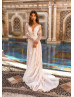 Long Sleeves Beaded Ivory Lace Tulle Luxurious Wedding Dress